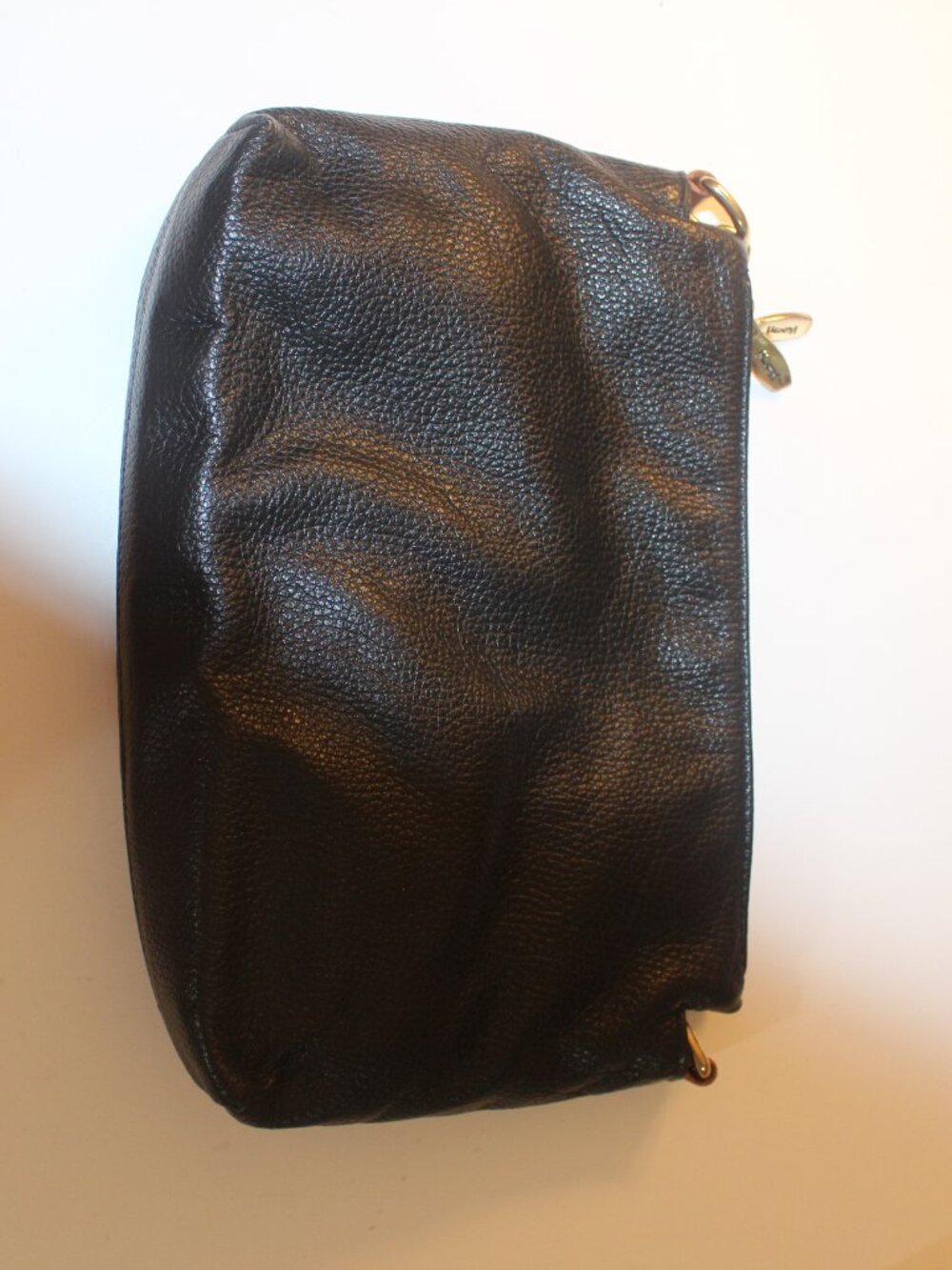 Valentina Black Italian Leather Zip Pouch Clutch RR